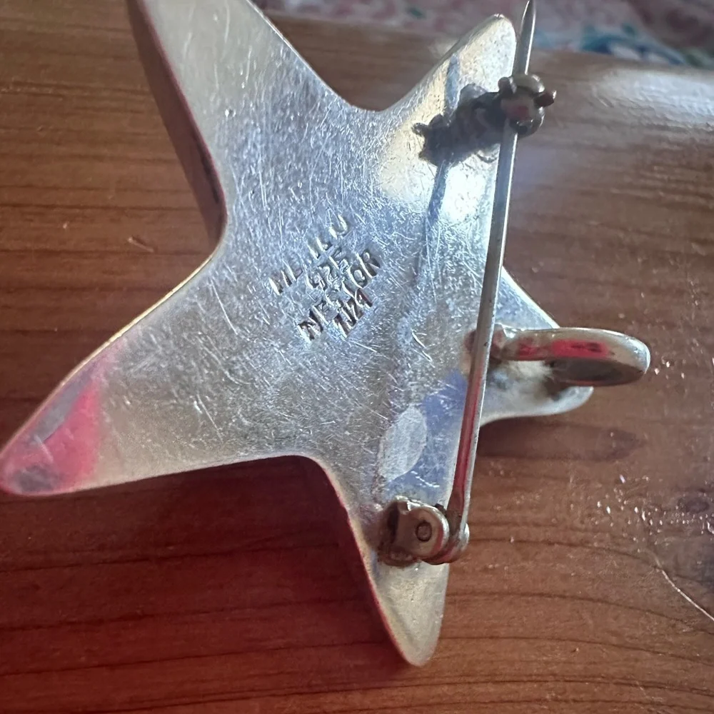 RARE Nestor Star Vintage Sterling Silver Pendant Pin 1980s